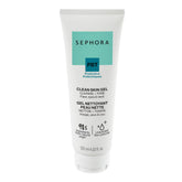 SEPHORA Clean Skin Gel Cleanser bottle shows unscented, gentle cleansing.