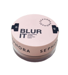 SEPHORA Blur It loose setting powder 01 Brightening Pink in packaging close-up.