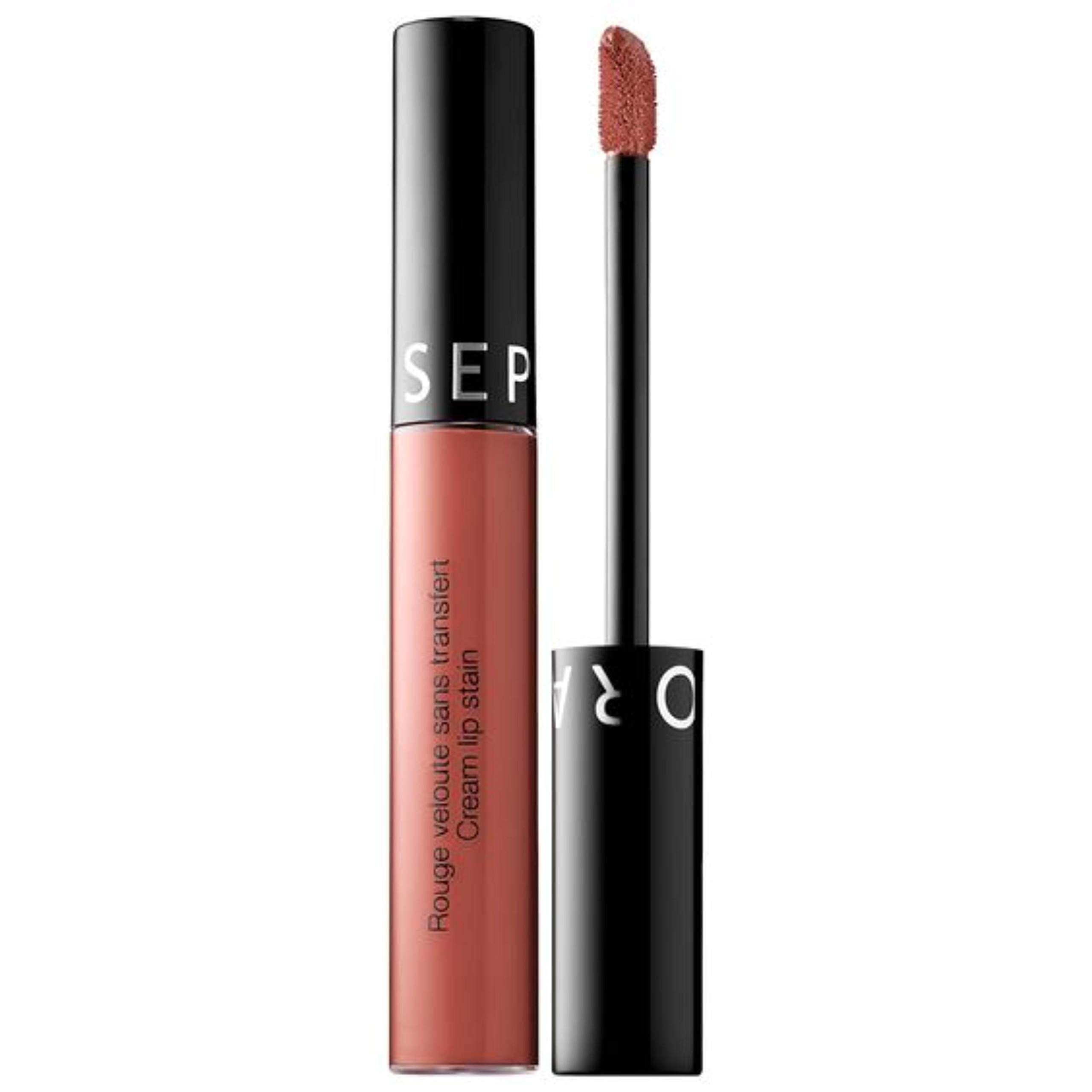 SEPHORA Collection Cream Lip Stain 76 Blaze Of Glory swatch shows bold, long-lasting color.