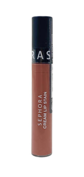 SEPHORA Collection Cream Lip Stain Soft Mocha swatch shows velvety matte color and transfer-proof wear.
