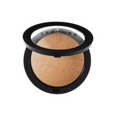Sephora MicroSmooth baked powder foundation 35 Bronze provides a lightweight, natural-looking finish.