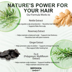 SEPOVICA shampoo close-up showing scalp care focus