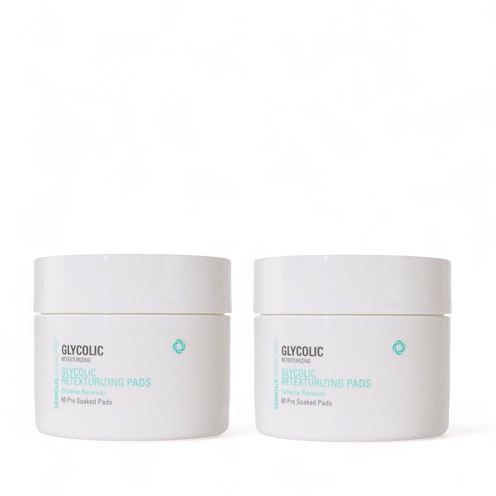 Serious Skincare Glycolic Pads packaging shown for easy at-home exfoliation.
