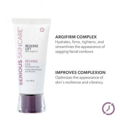 Serious Skincare Reverse Lift eye cream tube highlighting lifting around eyes for a firmer look