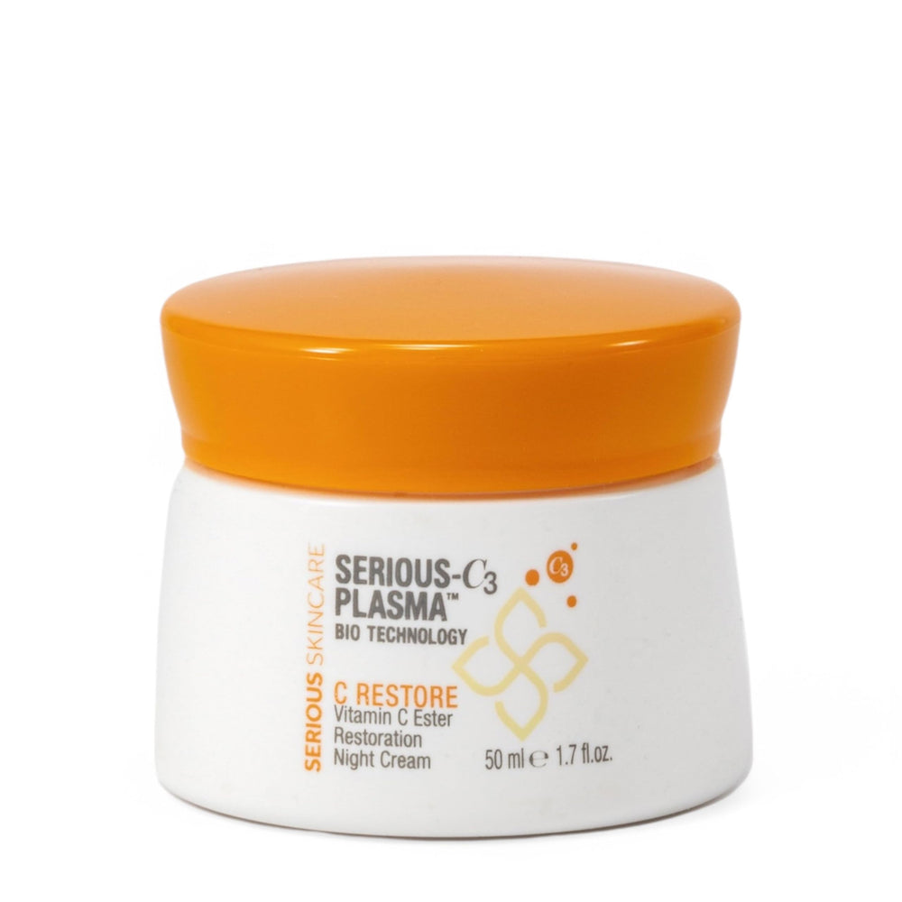 Serious Skincare Serious-C3 Plasma Restore bottle closeup for deep hydration