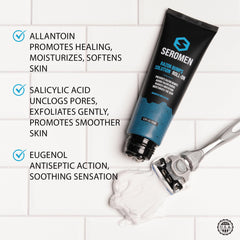 Seromen used on face and body to calm irritation and hydrate skin.
