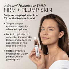 Serovital TriHydrate ingredients panel highlights three forms of hyaluronic acid.