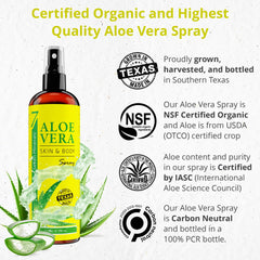 Seven Minerals Aloe spray mist in use for quick skin hydration.