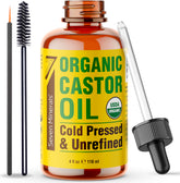 Seven Minerals castor oil bottle for eyelash and eyebrow care.