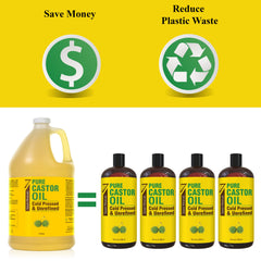 Pour spout close-up on Seven Minerals castor oil bottle for easy application