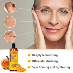 Seven Minerals Pumpkin Seed Oil seeds close-up highlighting hexane-free extraction.