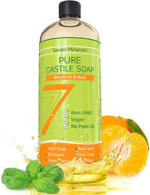 Seven Minerals Pure Castile Soap Mandarin Basil bottle for gentle cleansing