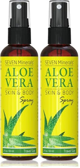 Seven Minerals travel-size aloe spray bottle for quick absorption
