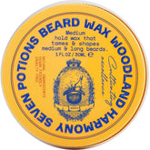 SEVEN POTIONS beard wax Woodland Harmony jar showing natural hold and nourishment