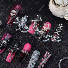 Sevgob ombre pink to black nails for trendy Halloween look
