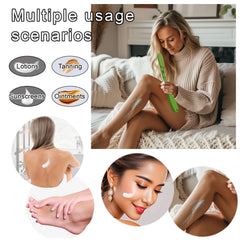 SFFTCYY&ZGTJ tanning mitt with product for uniform coverage.