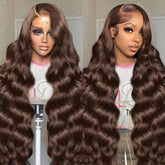SFTNMEH 30-inch chocolate brown lace front wig with full coverage for a natural look