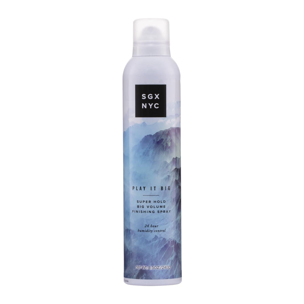 SGX NYC Play It Big bottle front showing volumizing hold for all hair types