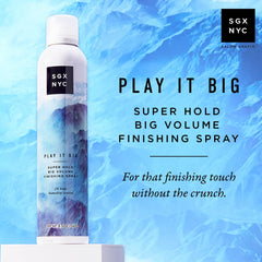 Close-up of SGX NYC Play It Big spray mist for even application