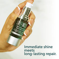 SH-RD Nutra-Therapy Shine Serum drop dispenses a lightweight oil for frizz reduction.
