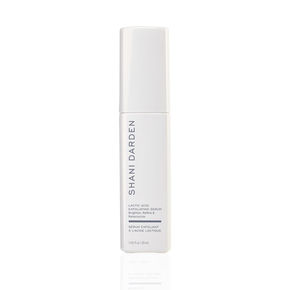 SHANI DARDEN Lactic Acid Serum bottle pump for gentle overnight exfoliation and glow