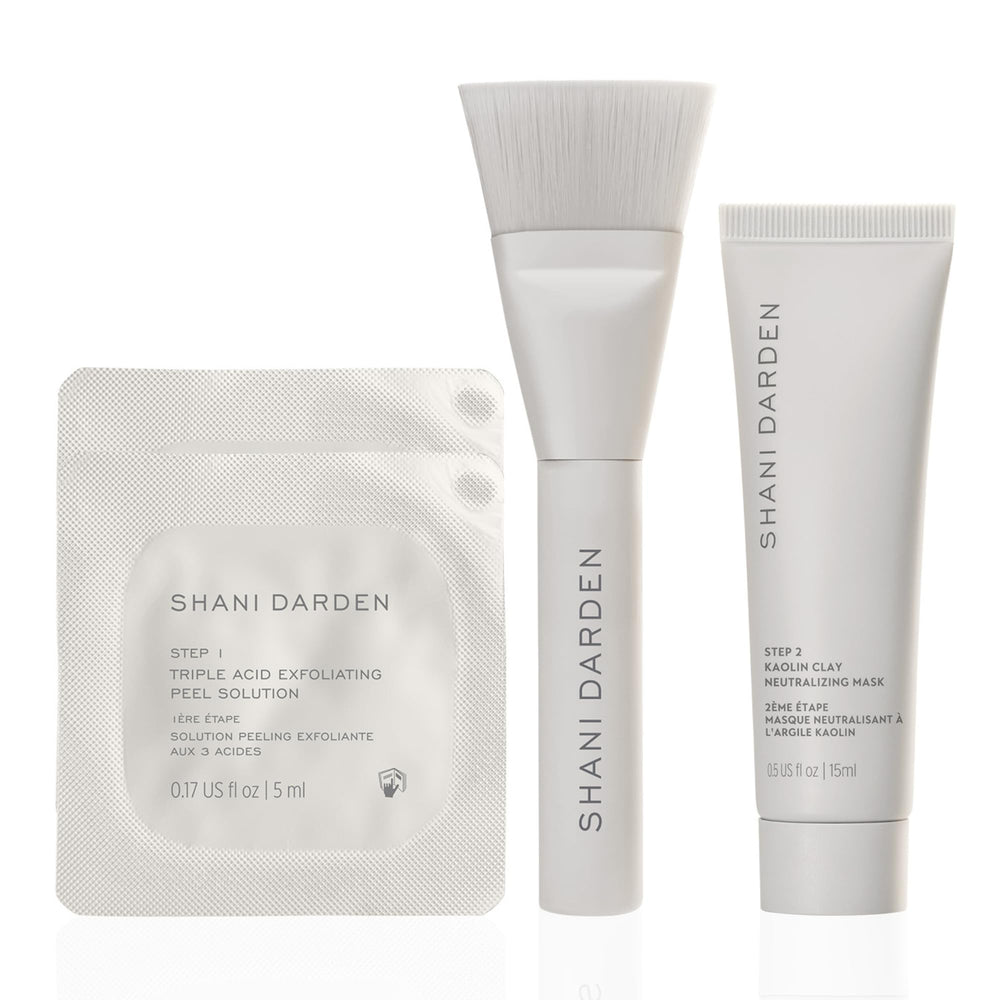 SHANI DARDEN Triple Acid Peel Kit Mini bottle close-up, suggesting smoother-looking skin.