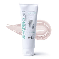 Shapiro MD Hair Growth Experts conditioner bottle pour showing easy, hydrating application.