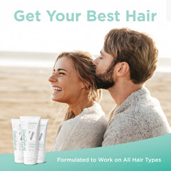Close-up of Shapiro MD conditioner on hair strands highlighting smoothness.