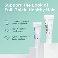 Shapiro MD hair loss conditioner ingredients green tea and caffeine visible for nourished scalp
