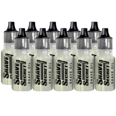 Shave Secret shaving oil bottle shown, for silky shave and skin comfort