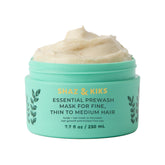 SHAZ & KIKS prewash mask bottle pour shows smooth, easy application for fine hair.