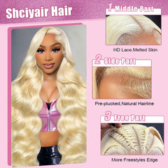 Shciyair HD lace frontal wig showing invisible hairline for everyday style.