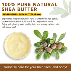 Raw shea butter in a jar close-up highlighting pure unrefined formula.