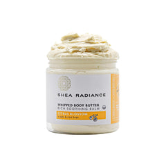 Shea Radiance P.U.R.E. whipped butter Citrus Blossom jar for deep hydration.