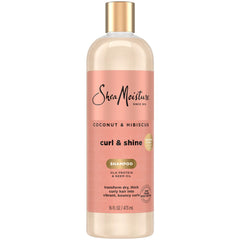 SheaMoisture Coconut Hibiscus Shampoo bottle with frizz control for smoother curls