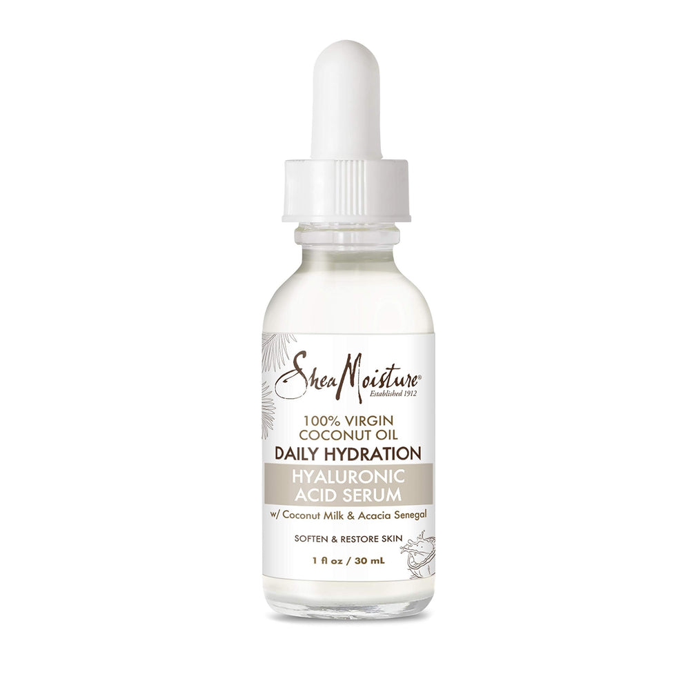 SheaMoisture Hyaluronic Serum bottle close-up for lightweight hydration