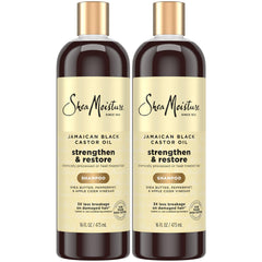 Sheamoisture Jamaican Black Castor Oil Shampoo two-pack bottle front view highlights cleansing and moisture boost