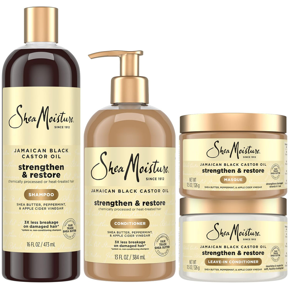 SheaMoisture Jamaican Black Castor Oil shampoo bottle for hair repair