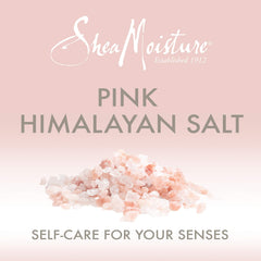 Close-up highlighting Pink Himalayan Salt within SheaMoisture body wash formula.