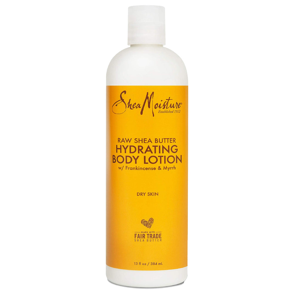 Sheamoisture Raw Shea Butter Body Lotion bottle pump delivers long-lasting moisture