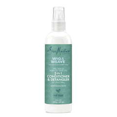 Sheamoisture Tea Tree and Borage 2in1 conditioner bottle closeup for detangling and hydration.