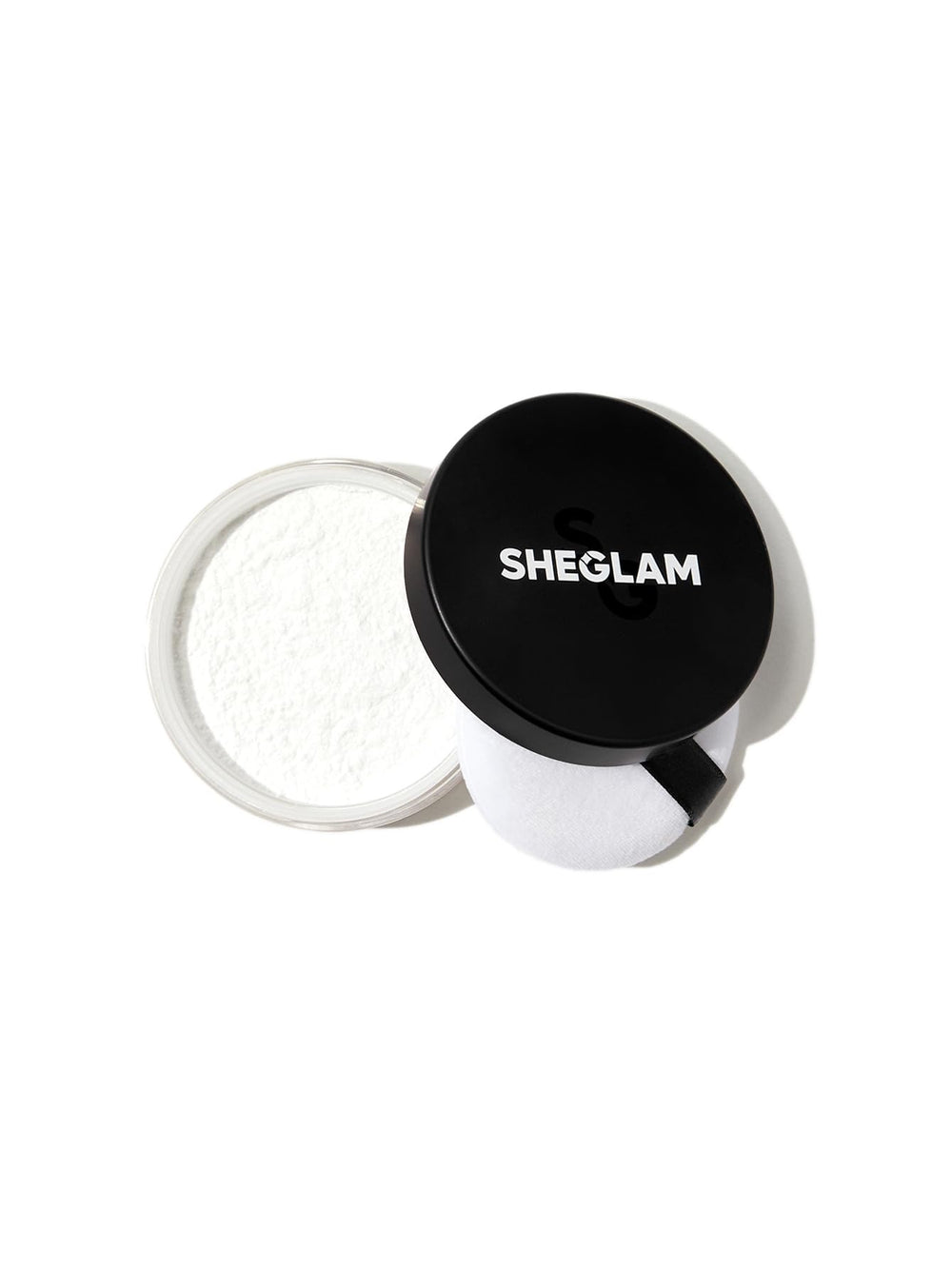 SHEGLAM Baked Glow Setting Powder jar close-up showing oil control and translucent finish.