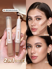 SHEGLAM contour-highlight stick swatches on face showing versatile shade.