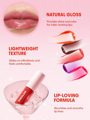 SHEGLAM Jelly Wow Lip Oil swirl demonstrates jelly-like texture for even color.