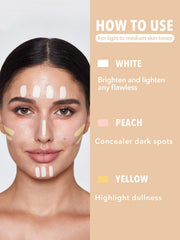 Light skin tone color-correcting swatches for a natural correction option.