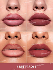 Close-up swatch of Misty Rose pigment on skin.