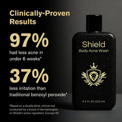 Shield Body Acne Wash daily-use shower scene highlighting unscented formula.