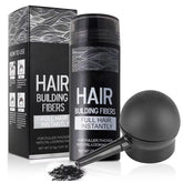 SHIFAKOU hair fibers with spray applicator for quick thinning-area coverage.