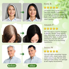 SHIHUANUO gray hair coverage close-up with rich black tint on strands