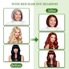 SHIHUANUO wine-red hair dye shampoo applying on dry hair for even color